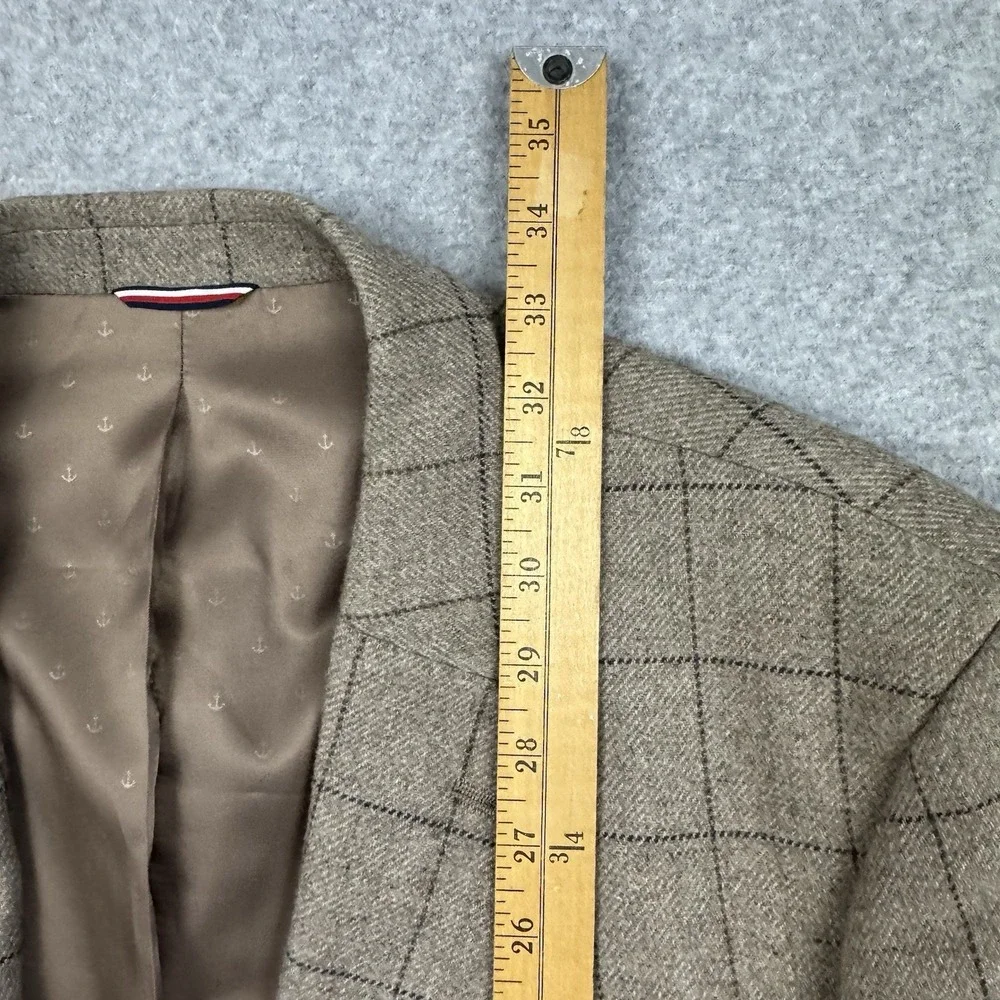 Tommy Hilfiger Wool‎ Blend Windowpane Blazer Mens 44L Double Vent Suit Jacket